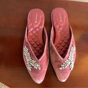 Birdies velvet rhinestone flats NWOB size 7.5